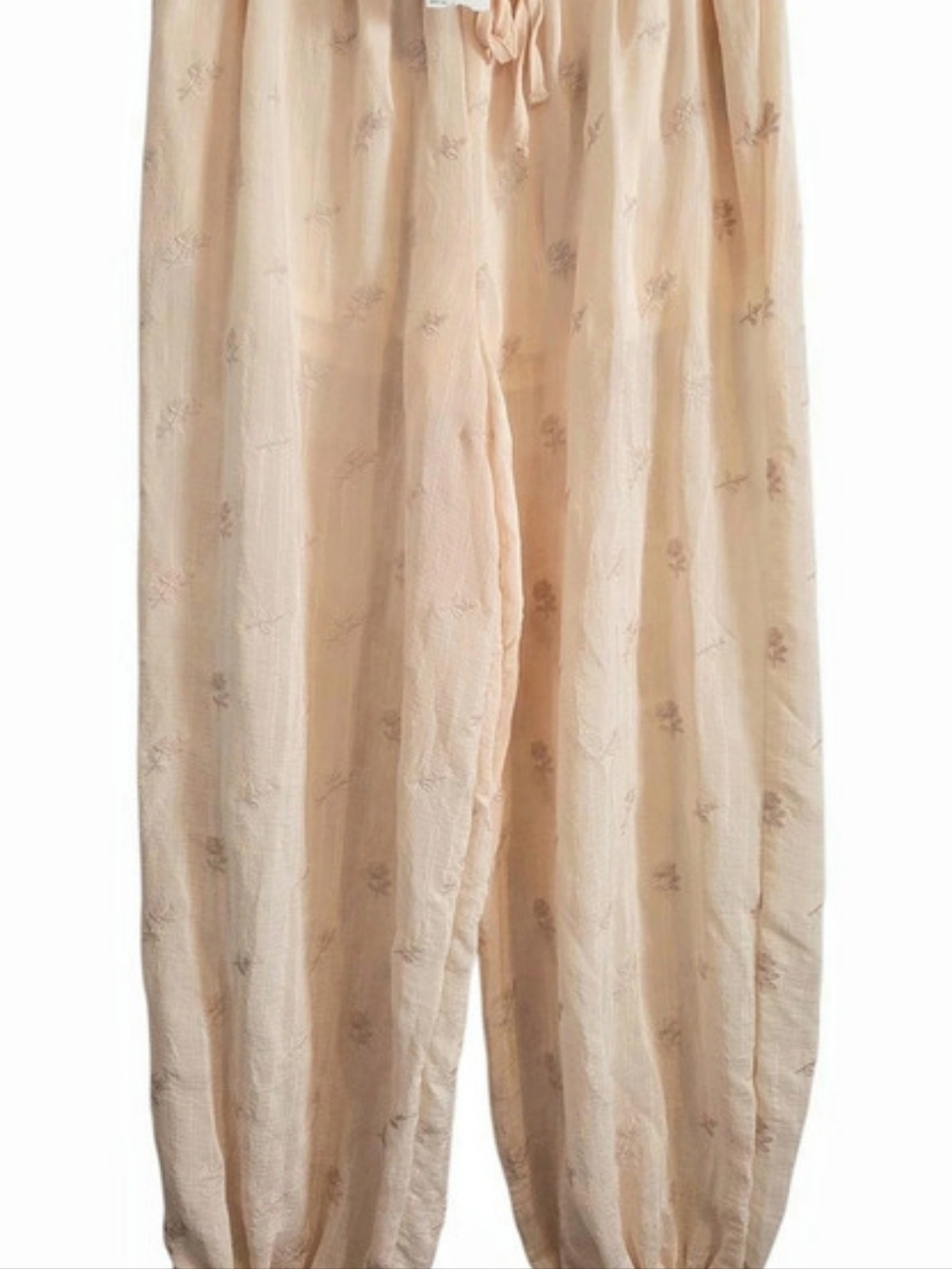 And Now This Woven Floral Embroidery Balloon Lace Pants in Palomino Size L NWT